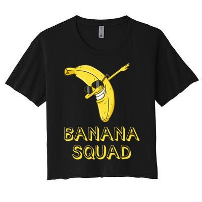 Banana Dabbing Sunglasses Smiling Face Fruit Lover Women's Crop Top Tee