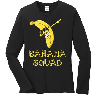 Banana Dabbing Sunglasses Smiling Face Fruit Lover Ladies Long Sleeve Shirt