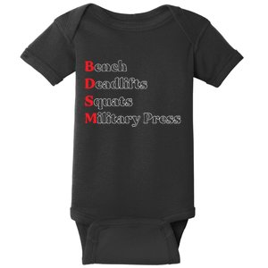 Bench Deadlifts Squats Military Press Baby Bodysuit