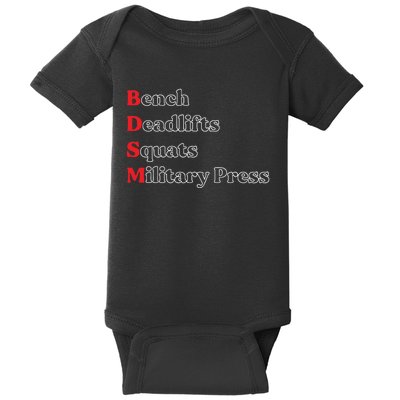 Bench Deadlifts Squats Military Press Baby Bodysuit