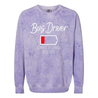 Bus Driver Summer Recharge Required Last day School Colorblast Crewneck Sweatshirt