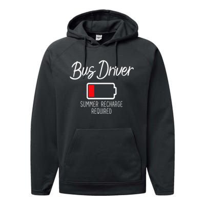 Bus Driver Summer Recharge Required Last day School Performance Fleece Hoodie