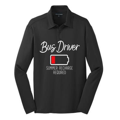 Bus Driver Summer Recharge Required Last day School Silk Touch Performance Long Sleeve Polo