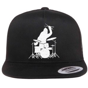 Bigfoot Drumstick Sasquatch Drumming Drummer Drums Player Flat Bill Trucker Hat