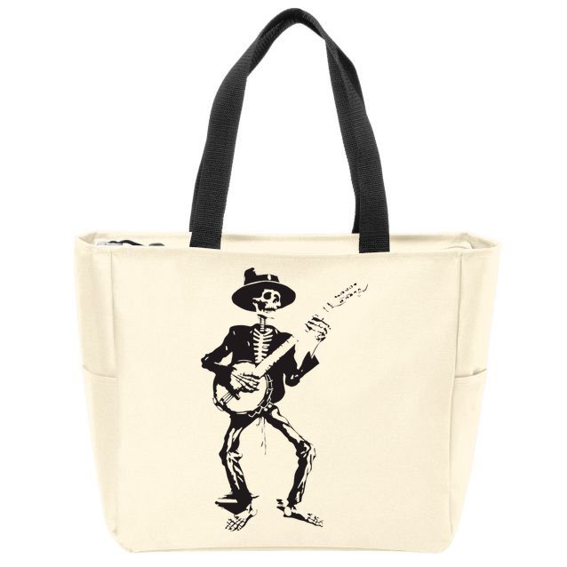 Banjo Dancing Skeleton Bluegrass Music Festival Zip Tote Bag