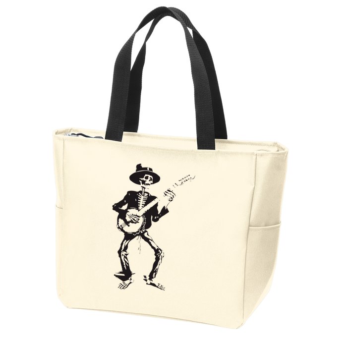 Banjo Dancing Skeleton Bluegrass Music Festival Zip Tote Bag