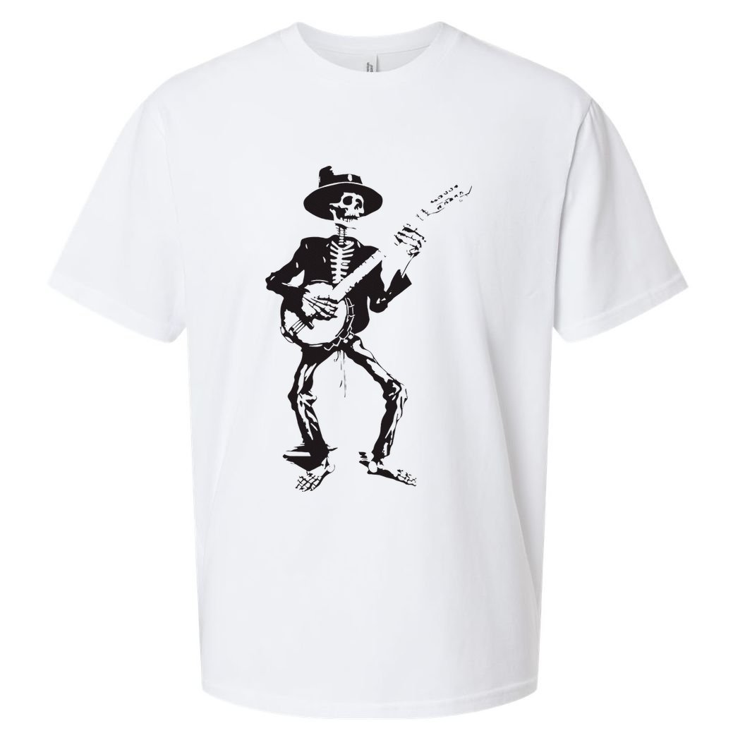 Banjo Dancing Skeleton Bluegrass Music Festival Sueded Cloud Jersey T-Shirt