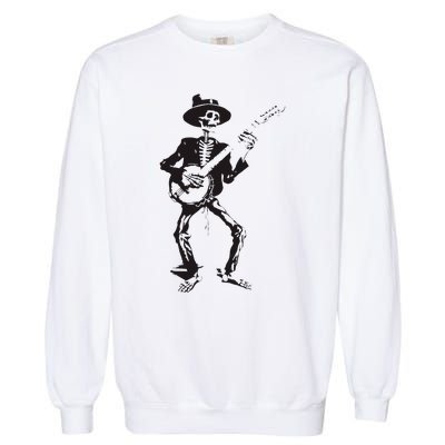 Banjo Dancing Skeleton Bluegrass Music Festival Garment-Dyed Sweatshirt