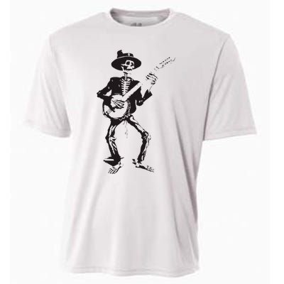 Banjo Dancing Skeleton Bluegrass Music Festival Cooling Performance Crew T-Shirt