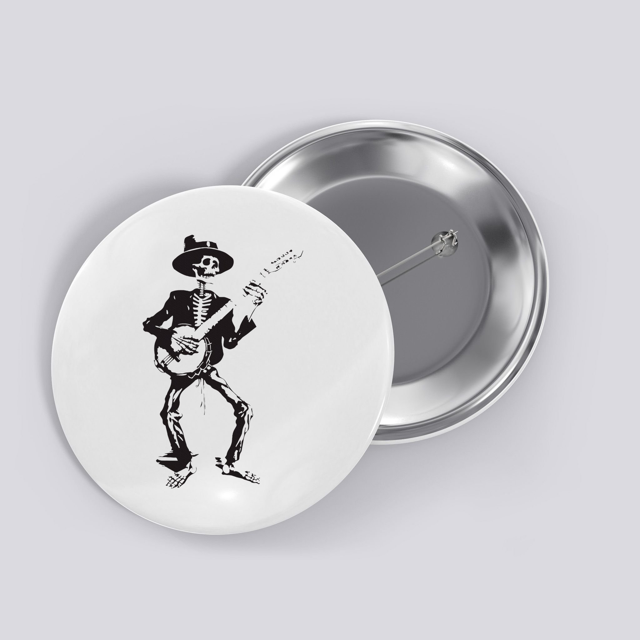 Banjo Dancing Skeleton Bluegrass Music Festival Button