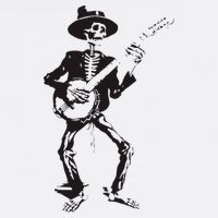 Banjo Dancing Skeleton Bluegrass Music Festival Button