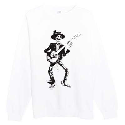 Banjo Dancing Skeleton Bluegrass Music Festival Premium Crewneck Sweatshirt