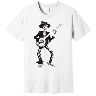 Banjo Dancing Skeleton Bluegrass Music Festival Premium T-Shirt