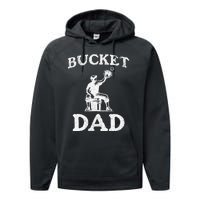 Bucket Dad Softball Dad Baseball Performance Fleece Hoodie