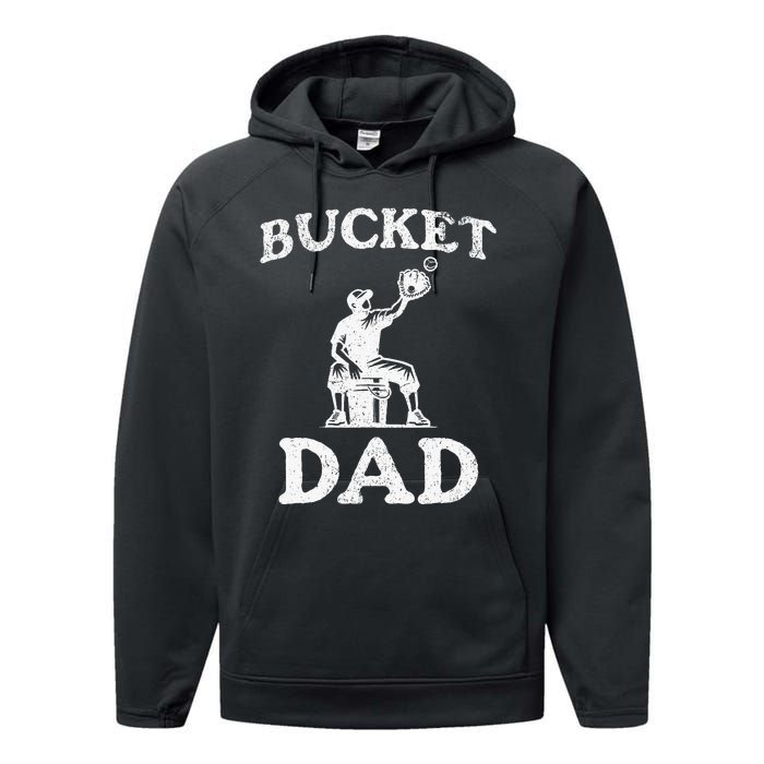 Bucket Dad Softball Dad Baseball Performance Fleece Hoodie