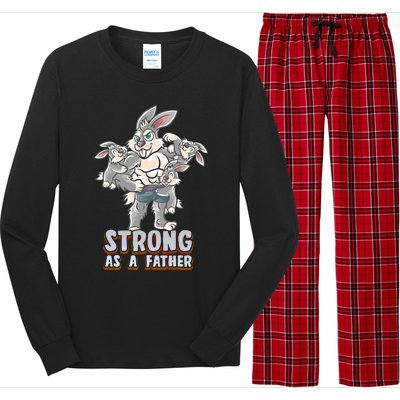 Bunny Dad Strong As A Father Daddy Rabbit Papa Father's Day Great Gift Long Sleeve Pajama Set