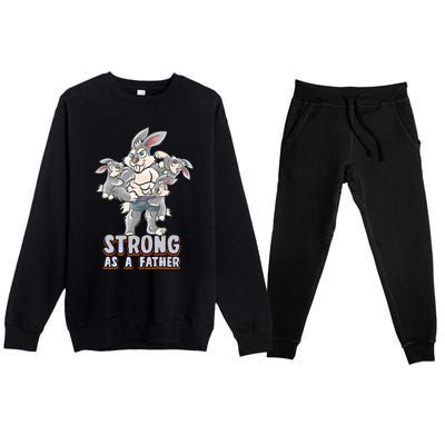 Bunny Dad Strong As A Father Daddy Rabbit Papa Father's Day Great Gift Premium Crewneck Sweatsuit Set