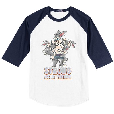 Bunny Dad Strong As A Father Daddy Rabbit Papa Father's Day Great Gift Baseball Sleeve Shirt