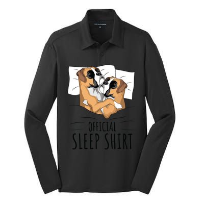 Boxer Dog Sleep Funny Silk Touch Performance Long Sleeve Polo