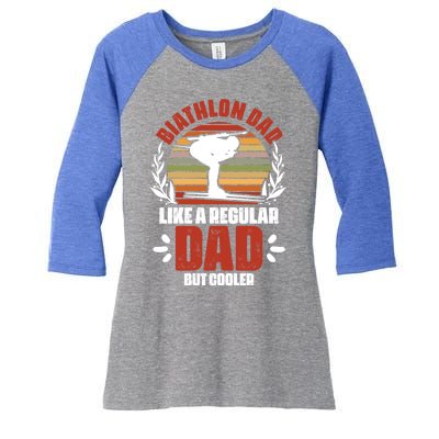 Biathlon Dad Skiing Shooting Ski Sport Biathlete Gift Women's Tri-Blend 3/4-Sleeve Raglan Shirt