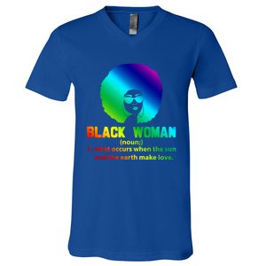 Black Definition Sun And Earth Love Black History Gift V-Neck T-Shirt