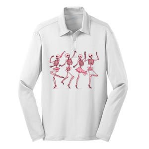 Ballet Dancer Skeletons Ballet Dance Halloween Silk Touch Performance Long Sleeve Polo