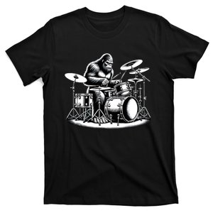 Bigfoot Drummer Sasquatch Playing Drums Musician Band Music T-Shirt