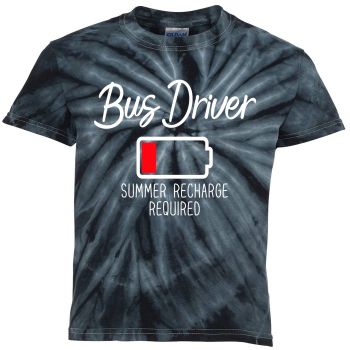 Bus Driver Summer Recharge Required Last Day School Kids Tie-Dye T-Shirt