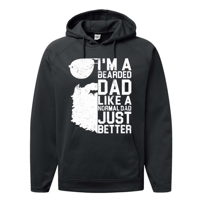 Bearded Dad Shirt Funny Beard Humor Father's Day Gift Idea Performance Fleece Hoodie