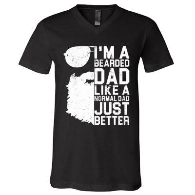 Bearded Dad Shirt Funny Beard Humor Father's Day Gift Idea V-Neck T-Shirt