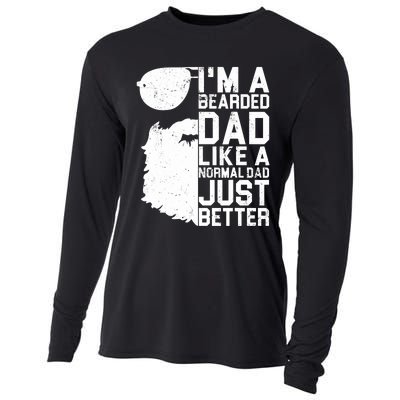 Bearded Dad Shirt Funny Beard Humor Father's Day Gift Idea Cooling Performance Long Sleeve Crew