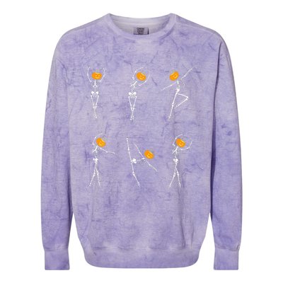 Ballet Dancer Skeletons Pumpkin Head Ballet Dance Halloween Colorblast Crewneck Sweatshirt