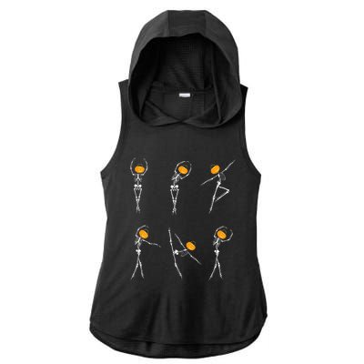 Ballet Dancer Skeletons Pumpkin Head Ballet Dance Halloween Ladies PosiCharge Tri-Blend Wicking Draft Hoodie Tank