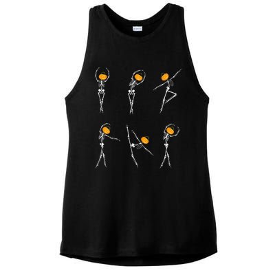 Ballet Dancer Skeletons Pumpkin Head Ballet Dance Halloween Ladies PosiCharge Tri-Blend Wicking Tank