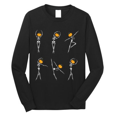 Ballet Dancer Skeletons Pumpkin Head Ballet Dance Halloween Long Sleeve Shirt