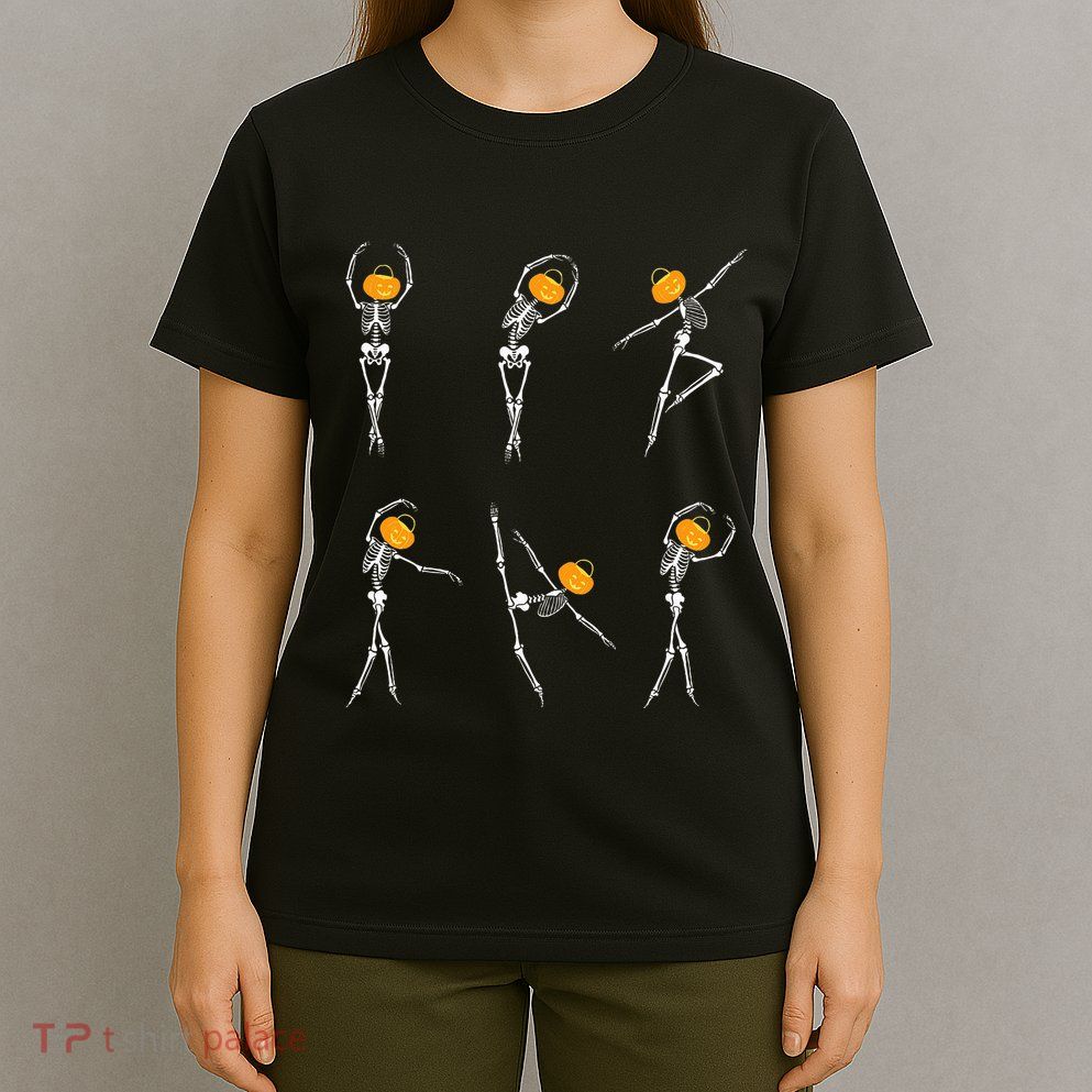 Ballet Dancer Skeletons Pumpkin Head Ballet Dance Halloween T-Shirt