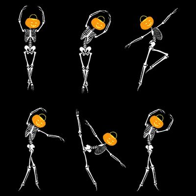 Ballet Dancer Skeletons Pumpkin Head Ballet Dance Halloween T-Shirt