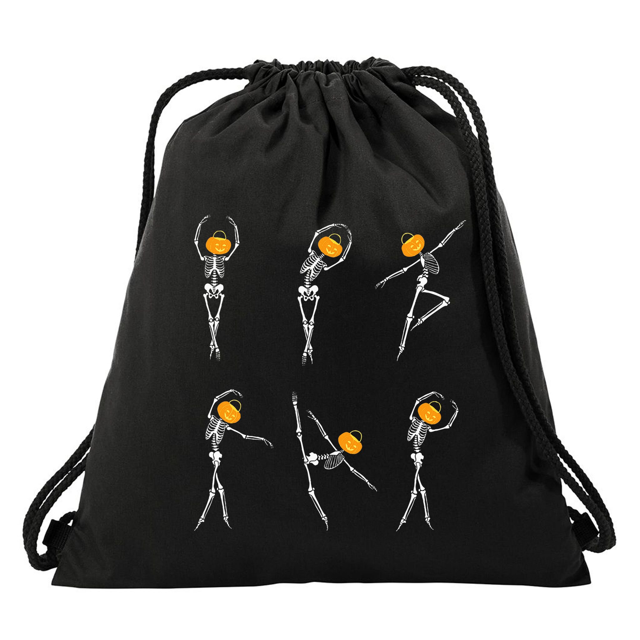 Ballet Dancer Skeletons Pumpkin Head Ballet Dance Halloween Drawstring Bag