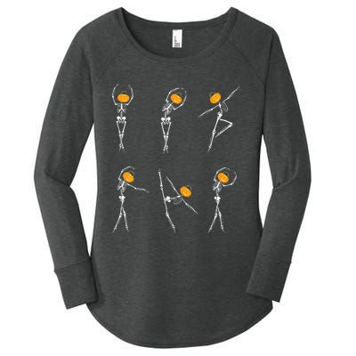 Ballet Dancer Skeletons Pumpkin Head Ballet Dance Halloween Women's Perfect Tri Tunic Long Sleeve Shirt