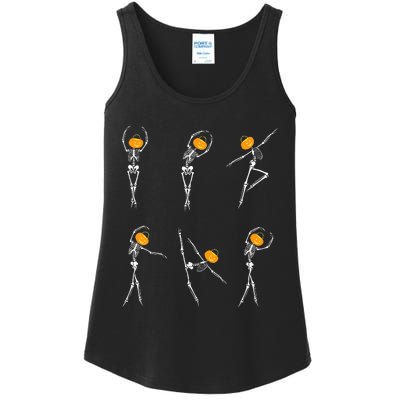 Ballet Dancer Skeletons Pumpkin Head Ballet Dance Halloween Ladies Essential Tank