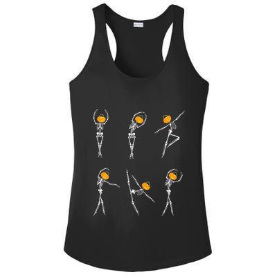 Ballet Dancer Skeletons Pumpkin Head Ballet Dance Halloween Ladies PosiCharge Competitor Racerback Tank