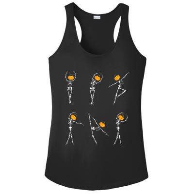 Ballet Dancer Skeletons Pumpkin Head Ballet Dance Halloween Ladies PosiCharge Competitor Racerback Tank