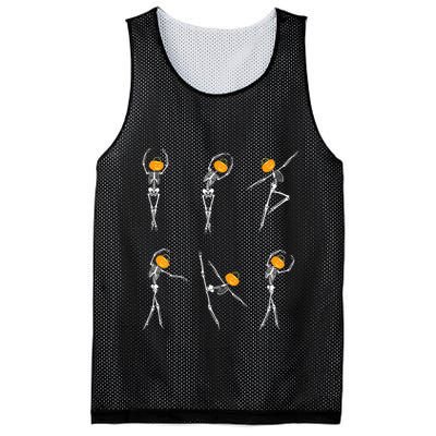 Ballet Dancer Skeletons Pumpkin Head Ballet Dance Halloween Mesh Reversible Basketball Jersey Tank