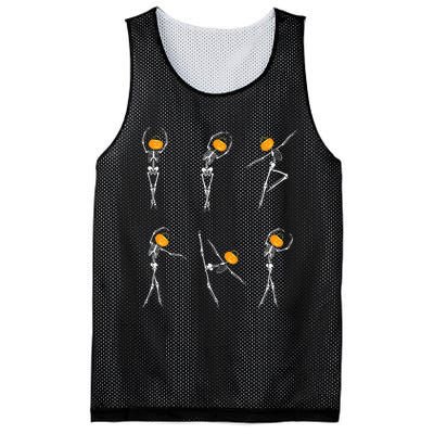 Ballet Dancer Skeletons Pumpkin Head Ballet Dance Halloween Mesh Reversible Basketball Jersey Tank