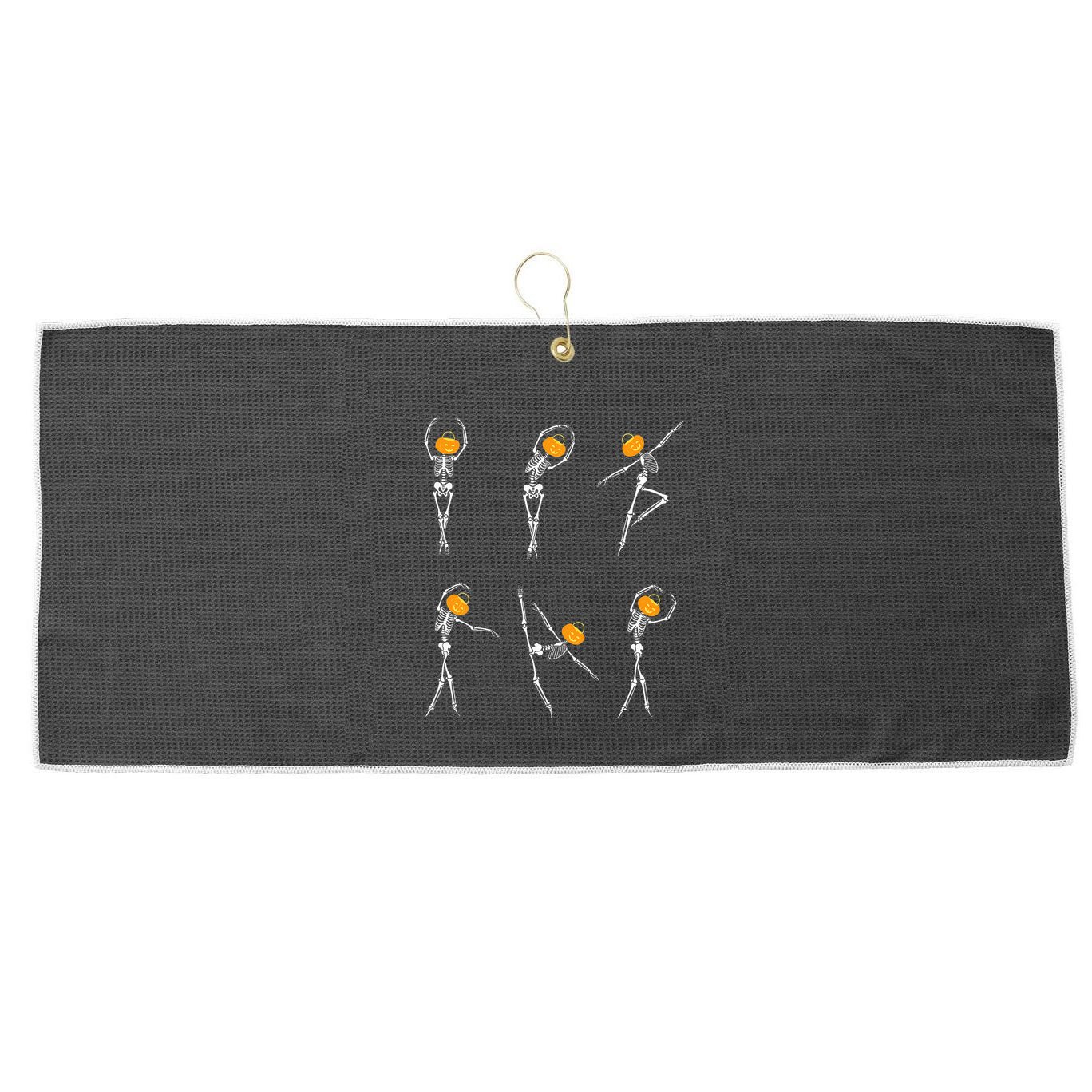 Ballet Dancer Skeletons Pumpkin Head Ballet Dance Halloween Large Microfiber Waffle Golf Towel