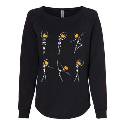 Ballet Dancer Skeletons Pumpkin Head Ballet Dance Halloween Womens California Wash Sweatshirt