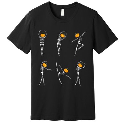 Ballet Dancer Skeletons Pumpkin Head Ballet Dance Halloween Premium T-Shirt