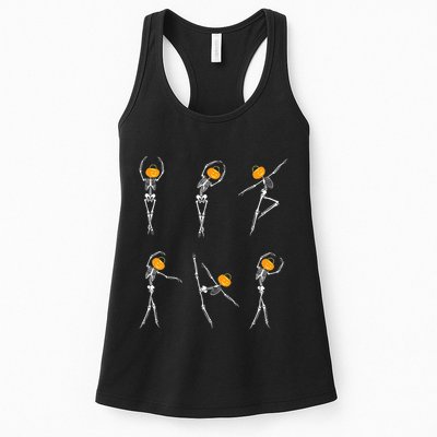 Ballet Dancer Skeletons Pumpkin Head Ballet Dance Halloween Womens Tank Top