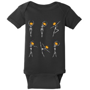 Ballet Dancer Skeletons Pumpkin Head Ballet Dance Halloween Baby Bodysuit