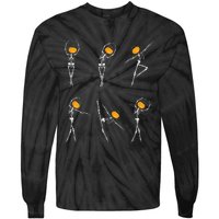 Ballet Dancer Skeletons Pumpkin Head Ballet Dance Halloween Tie-Dye Long Sleeve Shirt